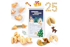 D&D Fun Cookies Weihnachtsglückskekse 25 Stück "Frohe Festtage" | Festliche Glückskekse | Gutes Geschenk für Gäste | Vanillegeschmack | Einzeln verpackt | Chinesische Glückskekse | Fortune Cookies
