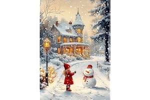 NEWENMO Paisajes Invernales Diamond Painting Adultos,Casas Victorianas Pintura de Diamante Set,5D Diamond Art Kit Completo,DIY Dibujo de Diamantes,para Principiantes Hogar Decoración 30x40cm