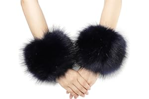 sy soul young Damen Kunstpelz Handgelenk Manschetten Winter Fuchs Pelz Armbänder Fluffy Pelz Manschette Pulswärmer Armwärmer Zubehör