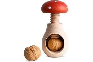 Creative Home Nussknacker Holz | Fliegenpilz Form | 10 x 6 cm | Natürliches Buchenholz | mit Schraubmechanismus | Schraubgewinde | Massiv & Nützlich Nussknack