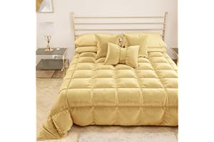 PETTI Artigiani Italiani - Trapunta in Morbido e Caldo Velluto 350 g/m², Piumone Matrimoniale, Double Face, Trapunta Matrimoniale: 260x270 cm, Oro, 100% Made in Italy
