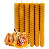 LAMARE Candela al miele naturale puro al 100% pura cera d'api - Pannello - Confezione da 6 unità - Lunghezza 20 cm - Diametro