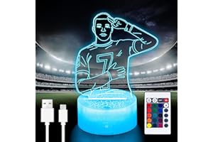 Niaetuto Foot Veilleuse Enfant,Lampe 3D,LED Lampe Foot 16 Couleurs,Lampe de Chevet Enfant avec Télécommande,cadeau foot pour Filles Garçons,Salon Chambre Décor