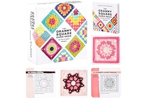 ZDNT Granny Square Häkel-Karten,50x häkeln, mixen und matchen.Granny Squares Häkeln Buch,Granny Square Card Deck,Mit Häkelschrift und Foto zu jedem Granny Square und praktischem So-geht's-Booklet
