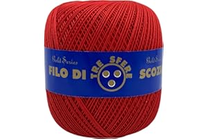filati italiani Cotone Filo di Scozia 100g Titolo 5-8 - 12-16 (Rosso - 09, 8)