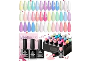 beetles Gel Polish Nail Kit 20 Colors Soak Off Gel Polish with Base Coat Glossy & Matte Top Coat Pink Blue Green Neutral Gel Nail Design Valentine's Day Gift for Women Girls