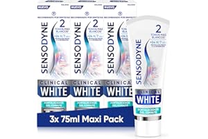 Sensodyne Clinical White Fortalecedor de Esmalte, Pasta de Dientes Blanqueante Sensodyne, Sabor a Menta, Protección Frente a la Sensibilidad, Pack de 3x75 ml
