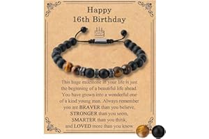 LynixTrade Birthday Bracelet 16 Year Old Gifts for Boys, Gifts for 16 year old boys Unusual Tiger Eye Bracelet Birthday Presents for Son Grandson Brother Nephew Friend