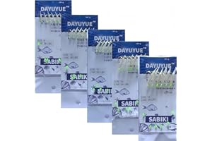DAYUYUE Angelhaken Sabiki Set echte Fischhaut Sea Rigs, Glow Angelperlen hohe Kohlenstoffhaken für Süß- / Salzwasser