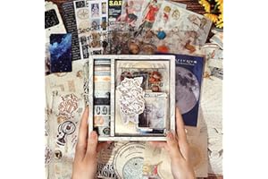 NOGAMOGA Scrapbook Accessories Set, Space and Galaxy Scrapbook Kit with Stickers, Washi Tape, A6 Notebook, Aesthetic Scrapbook Accessory Set, Craft Gift for Adult Beginners