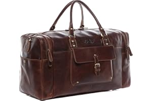 SID & VAIN Torba podróżna Holdall Yale duża torba marynarska prawdziwa skóra 53 cm weekendowa torba skórzana torba męska brązowa, Brązowy-koniak, Unisex-Adults, Torba podróżna