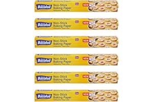 BBLISS 6 Pack Non Stick Baking Paper 38cm Wide x 5m Long | Ideal for Kitchen Use - Easy Cleanup & Hassle-Free Baking (Pack of 6)