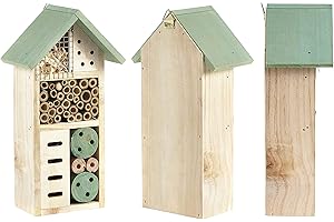 Wooden Insect House Natural Wood Bug Hotel Shelter Garden Nest Box 26cm Wild Insect Bee House Hotel For Bees Butterflies Insects In Garden HTUK