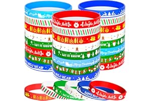 NEBURORA Lot de 48 Bracelets de Noël en Silicone - 8 Styles en Caoutchouc pour Décoration de Fête