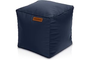 ‎GREEN BEAN Green Bean Sitzhocker aus Kunstleder - Pouf mit EPS Perlen Füllung - 40 x 40 cm - perfekte Ergänzung zum Sitzsack - Sitzwürfel Sitzkissen Hocker Fußhocker - Dunkelblau