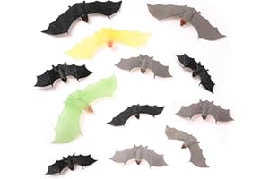FLORMOON Bat Figurines, 12 Pack Realistic Halloween Decoration Props, Party Favors, Cake Toppers, Display Ornaments, Educational Animal Figures Toys for Kids Adults