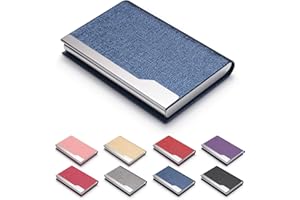 FACATH Visitenkartenetui – Luxus PU-Leder Namenskartenhalter & Edelstahl Multi Kartenetui, Slim Metal Pocket Card Holder Wallet Credit Card ID Case/Holder with Magnetic Shut – Blau