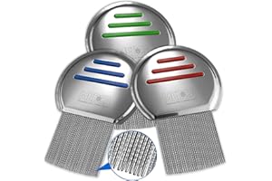 MEDCA Lice Comb - (Pack of 3) Head Lice Treatment that's Individually Package to Prevent Contamination Professional Stainless Steel Louse and Nit Combs Removes Eggs with Rounded Tips for Comfort
