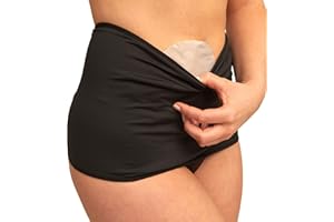 SIIL Enveloppe de stomie noire, vêtement de stomie avec poche intérieure pour maintenir la poche, maillot de bain de stomie, sous-vêtements de stomie, couvre-sac de stomie. | Small