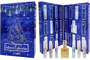 Men's Christmas Fragraces Advent Calendar Countdown 24 days, A2502 BLUE, Gift for Him Perfume Saffron LONDON