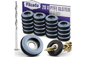 Filzada® 20x Teflonglidare för Skruvning Ø 19 mm Rund - Möbelglidare PTFE