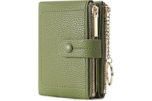 HKCLUF Portafoglio Piccolo Da Donna,Pelle Morbida Portafogli Donna Doppia Lampo,Portamonete Piccolo Portacarte Con Portachiavi Verde