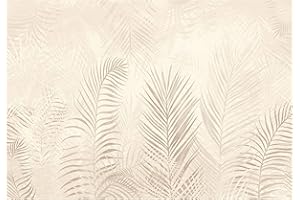 WALLARENA Carta Da Parati Fotografica Foglie Di Palma Calcestruzzo Piume - Include Colla - Moderna Design Carta per Pareti Soggiorno Camera Da Letto Sala Fotomurali In Tessuto Non Tessuto TNT (368x254 cm)