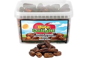 Bite & Delight Daktyle suszone – Całe i naturalne – Aromatyczne i słodkie - Pyszne i soczyste - Gotowa do spożycia przekąska owocowa - Wegańska - Bez dodatku cukru - 1000 ml