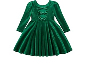 Miipat Abito Velluto per Bambine Vestito da Principessa Bambine Neonate Maniche Lunghe Autunno Inverno Elegante Abitini per Feste di Compleanno Matrimonio Evento Formale Abiti