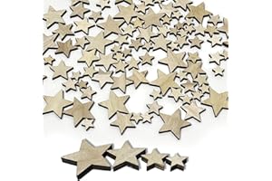‎BEAFAEUR 100 Stück Holzsterne zum Basteln Gemischt 1,5/2 /3/4 cm Streudeko Sterne Weihnachten Holz kleine Sterne, Tischdeko, Weihnachtsdeko, Natürliche Weihnachten Party DIY Handwerk