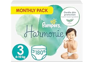 Pampers 180 pannolini Harmonie Baby taglia 3, con cotone premium e materiali a base di piante (6-10 kg)