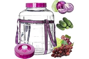 KADAX Gärballon, Glasballon con tapa de plástico, Weinballon, Glasgärballon, universal de vidrio, Gurkenglas, Vorratsglas, Aufbewahrungsglas, Gärbehälter,Cristal y plástico., transparente, 8 L