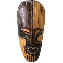 Maschera Decorativa In Legno Di Bali - 30 Cm Per Parete, Artigianale E Dipinta A Mano - Foto 4