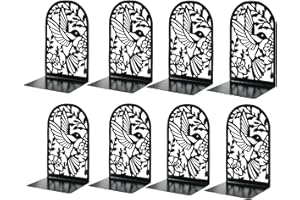 (8, Black) Deefongo Buchstützen Metall Schwarz, Bücherstütze Bücherhalter für Regal, Schwarz Buchhalter Regal-Bookend Holder mit rutschfeste Bücherstopper für Schule Zuhause Büro