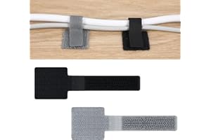 BREMOROU 50 bridas autoadhesivas con gancho y bucle, correas ajustables, organizadores de cables debajo del escritorio, organizadores de cables multiusos para oficina, hogar, electrodomésticos, cocina, gris y