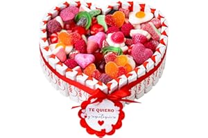 ONZA DULCE Y SALADO SWEET & SALTED Onza Cesta de Chocolates Kinder y Chucherías para Regalar - Corazón Chocolatinas Kinder - Gran Surtido Chuches y Gominolas - Regalos originales para Mujer y Hombre