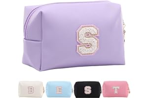 Tolmaiertu Trousse de Maquillage Personnalisée avec Initiales pour Femme, Trousse de Maquillage de Voyage, Trousse de Toilette, Cadeau d'anniversaire de Noël pour Femmes et Filles