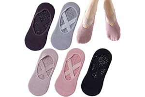 Shudyear 5 Pairs Non-Slip Yoga Socks, Grippy Socks for Women Non-Slip Grips & Straps, Ideal for Pilates, Barre, Barefoot Workout, Home Workout