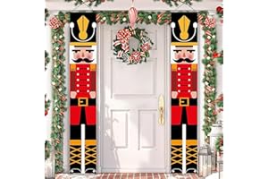 LIVESTN 1 Par 30 x 180cm Pancartas de Cascanueces Banner de Puerta de Navidad Modelo de Soldado tamaño Natural Cascanueces Carteles de Porche para Puerta, Chimenea, Pared (A)