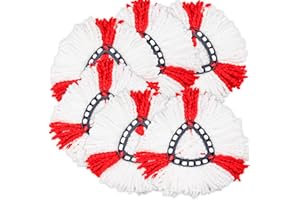 UNU 6 Pack Mop Head Replacement Compatible for vileda Triangle Swivel Mops - Mop heads replacement（RED）