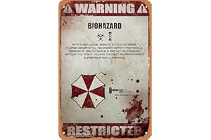 TARIKA Plaque décorative en fer avec inscription en anglais « Warning Biohazard Restricter » - 20 x 30 cm - Pour la maison, la cuisine, la salle de bain, la ferme, le jardin, le garage - Citations