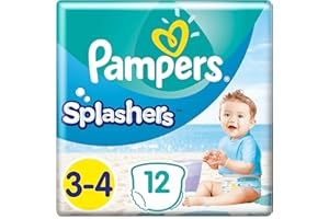 Pampers Pannolini da bagno usa e getta Splashers taglia 3-4 (6-11kg) per una protezione ottimale in acqua, 12 strati