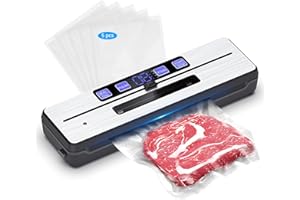 Carehabi Macchina Sottovuoto per Alimenti, Potente Macchina Sottovuoto con 6 Modalità, Sigillatrice Vacumm con Vaschetta Raccogli Gocce Rimovibile, Lama di Taglio e due Fili Riscaldanti