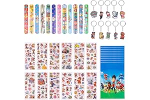 Techpinmin Geburtstag Mitgebsel, 44 PCS Party Deko 10 Schlüsselschnalle 12 Slap Armbänder 10 Geburtstagstüten und 12 Aufkleber Geburtstag Deko