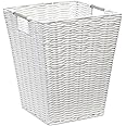 ARPAN Waste Paper Bin White Resin Plastic Strong Square Basket Storage Ideal For Home, Office, Hotels (White Square)