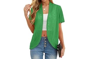 QIXING Sommer Damen Leichte Kurzarm Strickjacke Strickjacke für Damen Atmungsaktiv und Sonnenschutz Frühling Herbst Cardigan Damen