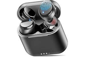 TOZO T6 Bluetooth Headphones, Wireless In-Ear Headphones, Touch Control, with Wireless Charging Case, IPX8 Waterproof Earphones, Bluetooth, Built-in Microphone, Premium Deep Bass Earphones for Sports,