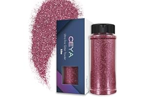 Ceya 3.5oz/ 100g Ultra Fine Glitter Powder Magenta Glitter 1/128” 0.008” 0.2mm for Slime Epoxy Resin Craft Tumbler Jewelry Nail Art Festival Makeup Scrapbook Painting Wedding Cards