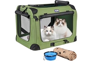 Petprsco Large Cat Carrier for 2 Cats Small Medium Dogs, Soft Pet Carrier 60 * 42 * 42cm for Traveling with Warm Blanket Foldable Bowl and Washable Pad