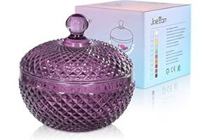 Joeyan Piccoli Barattoli Dolci in Vetro Viola scuro con Coperchio,Piatti di Caramelle in Vetro Rilievo per Noci,Cioccolato,Biscotti,Barattolo Decorativo per Matrimoni,Buffet Festa,Decorazioni per Casa